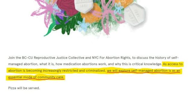 Barnard College is hosting a ‘self-managed abortion’ event this week. Barnard College library supports abortifacient ‘garden’ and ‘self-managed abortion’ event image