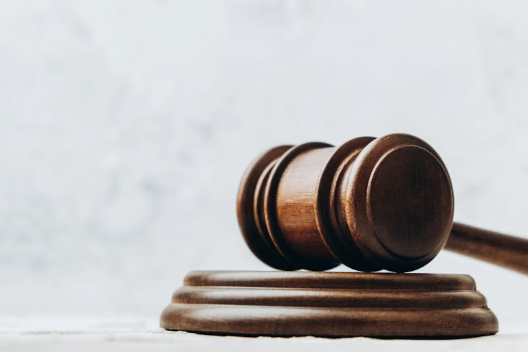 Gavel on sound block.