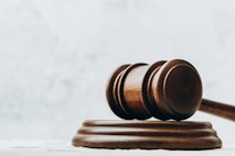 Gavel on sound block.
