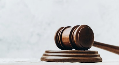 Gavel on sound block.