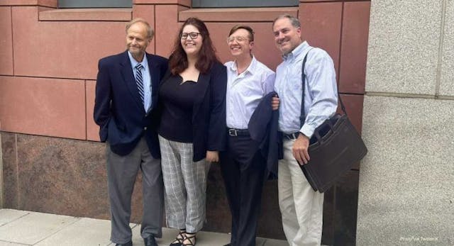 Photo: Twitter/X (L to R: John Hinshaw, Lauren Handy, Herb Geraghty, Will Goodman) DC Face Act trial defendants