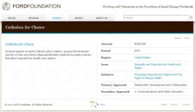 Ford Foundation Donations to Catholics for Choice