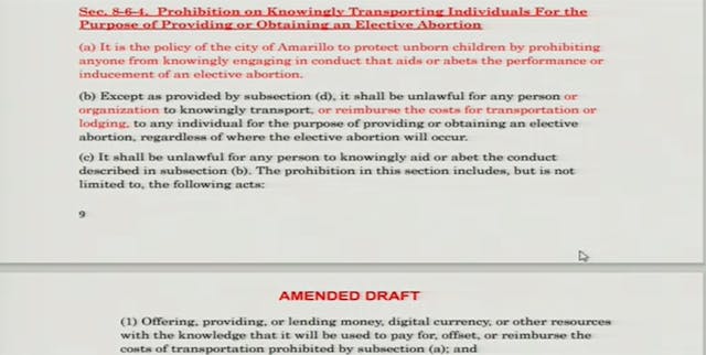 Amended Draft of Amarillo Sanctuary City for the Unborn ordinance Amended Draft of Amarillo Sanctuary City for the Unborn ordinance