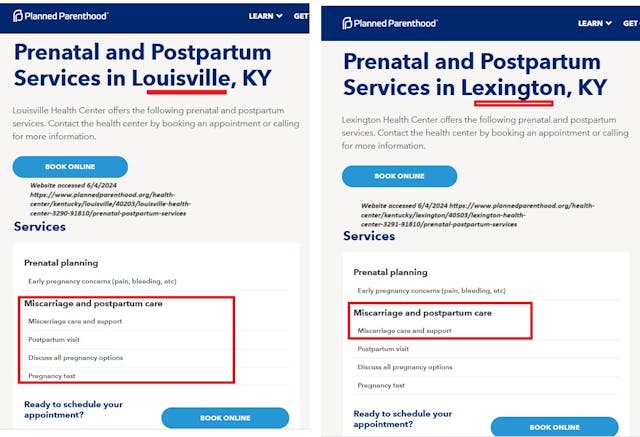Planned Parenthood centers in Louisville and Lexington Kentucky offer miscarriage care