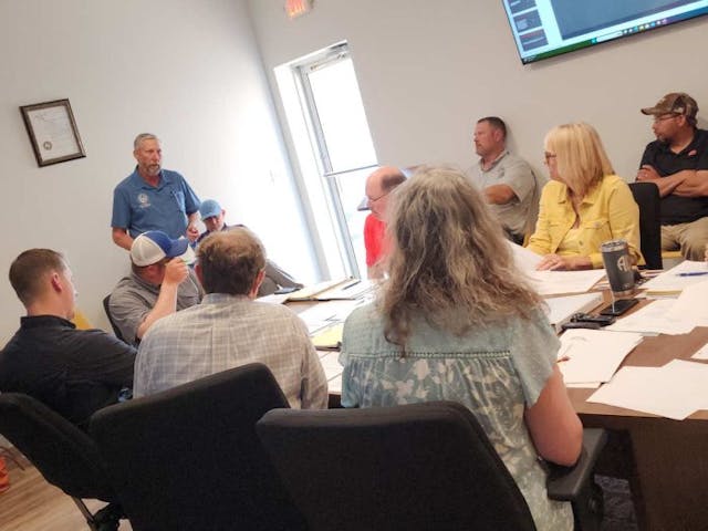 Senator Drew Springer shares with the Muenster City Council the importance of passing a Sanctuary Cities for the Unborn ordinance in their city. (Photo: Mark Lee Dickson) Senator Drew Springer shares with the Muenster City Council the importance of passing a Sanctuary Cities for the Unborn ordinance in their city. (Photo: Mark Lee Dickson)