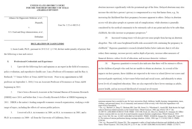 Jason Lindo abortion pill declaration suggests eugenics