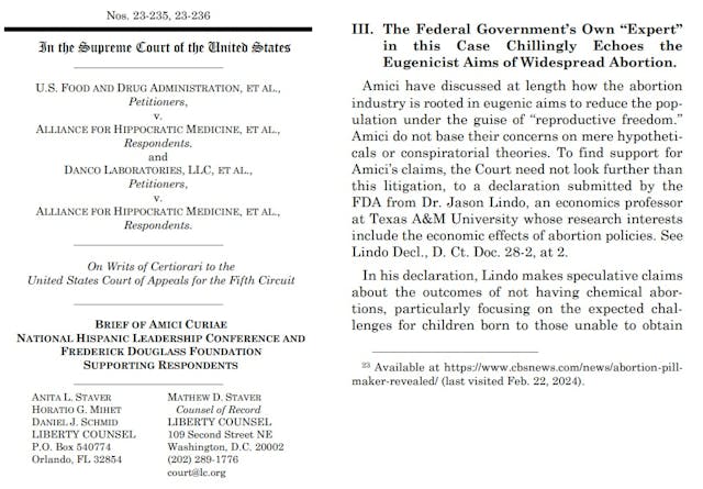 Amicus Brief to SCOTUS ties eugenics to abortion pill expert Amicus Brief to SCOTUS ties eugenics to abortion pill expert