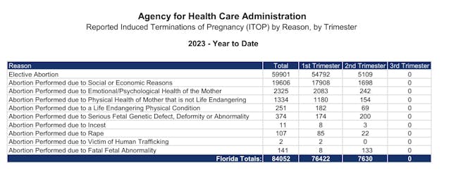 Florida abortion by reason 2023 Florida abortion by reason 2023
