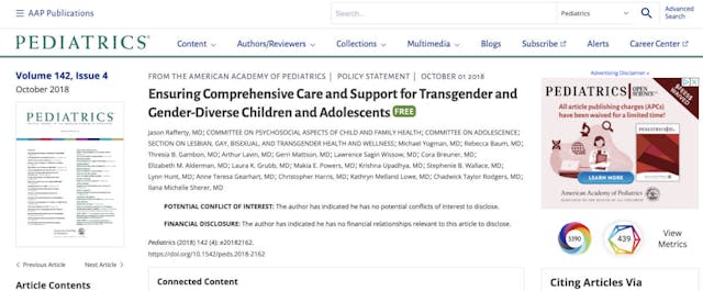 AAP 2018 Transgender Policy authors