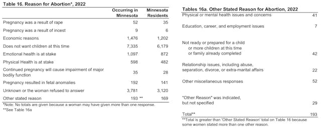 Minnesota abortion by reason 2022 Minnesota abortion by reason 2022