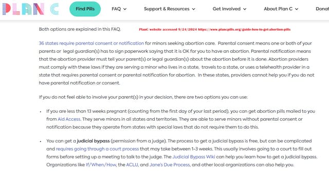 PlanC advises minors on taking abortion pill