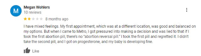 Google Reviews decry Planned Parenthood’s abortion coercion and lack of maternal health care image