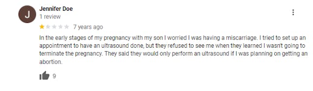 Google Reviews decry Planned Parenthood’s abortion coercion and lack of maternal health care image