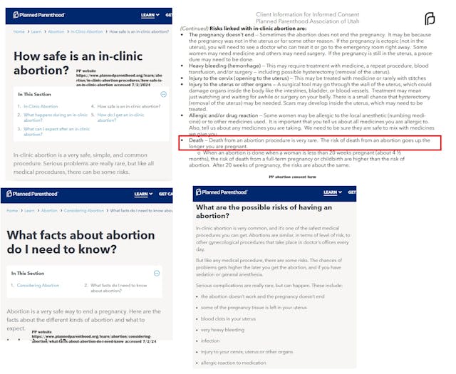 Planned Parenthood’s deceptive marketing doesn’t mention death from abortion on website Planned Parenthood's deceptive marketing doesn't mention death from abortion on website