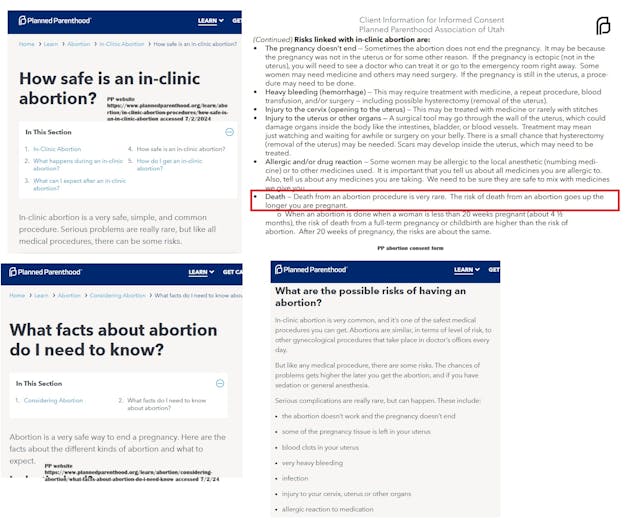 Planned Parenthood's deceptive marketing doesn't mention death from abortion on website