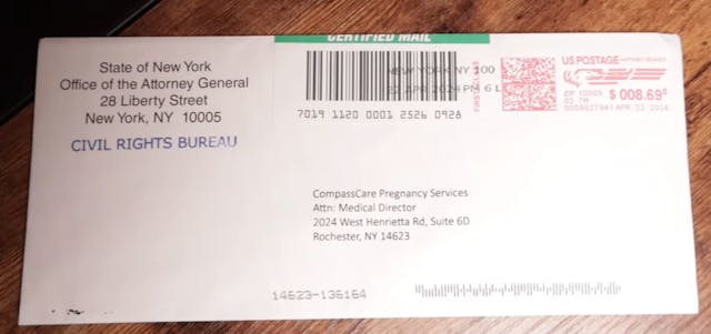 New York State AG notice of lawsuit against prolife pregnancy centers over abortion pill reversal (APR) New York State AG notice of lawsuit against prolife pregnancy centers over abortion pill reversal (APR)