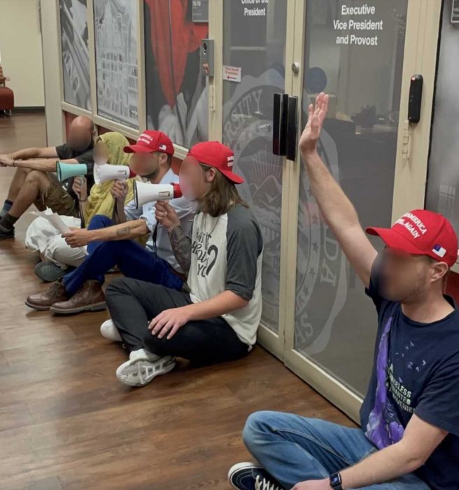 Sit-in at UNLV protesting Dr. Levy. Image courtesy of Maison DesChamps (edited to protect privacy)