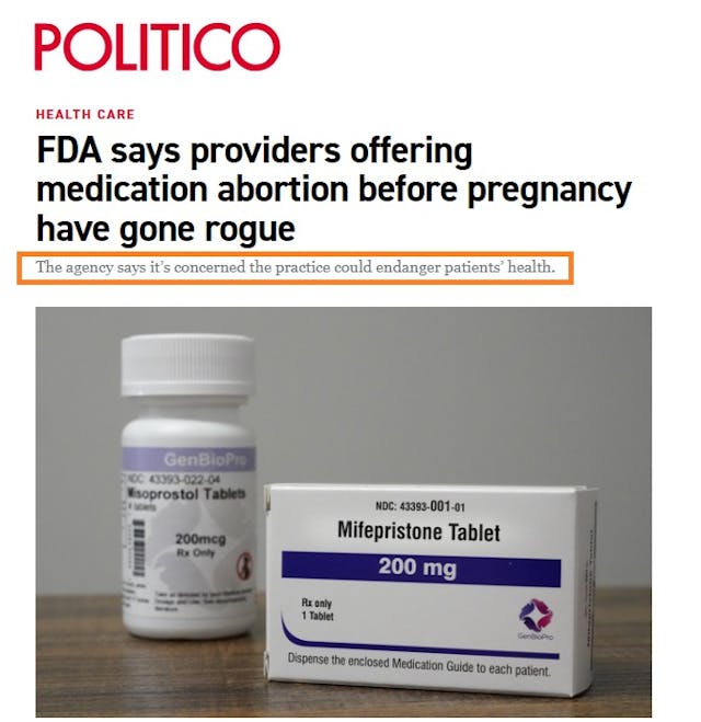 Abortion pill stockpiles or advanced provision can endanger women (Image: Politico) Abortion pill stockpiles or advanced provision can endanger women (Image: Politico)