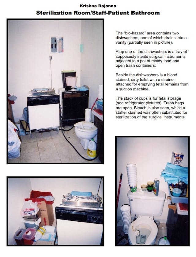 Rajanna abortion clinic sterilization and staff bathroom Rajanna abortion clinic sterilization and staff bathroom