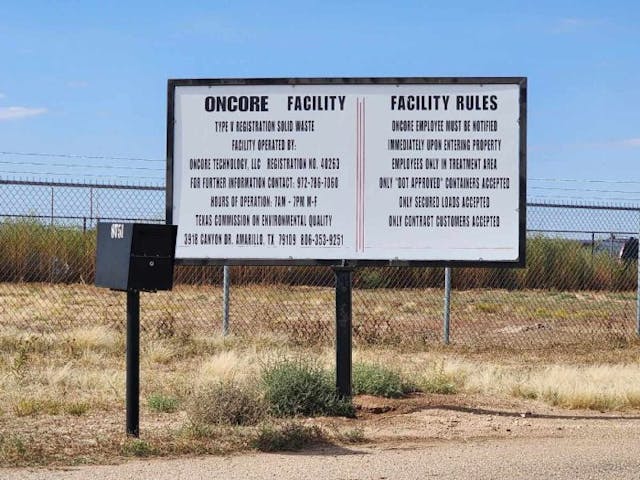 Oncore facility sign Oncore facility sign