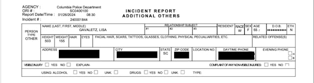 Screenshot of police report Another medical emergency at South Carolina Planned Parenthood image