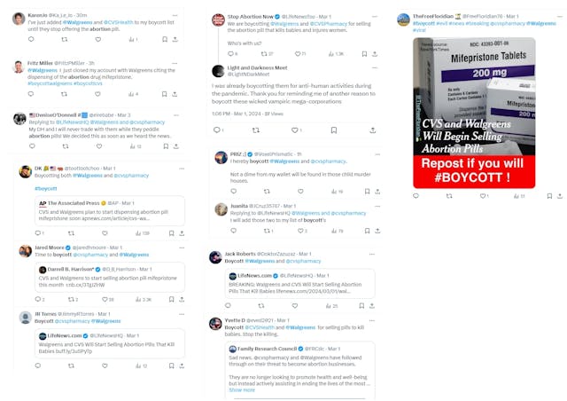 Boycott Walgreens and CVS over abortion pill dispensing (Images: Twitter X) Boycott Walgreens and CVS over abortion pill dispensing (Images: Twitter X)