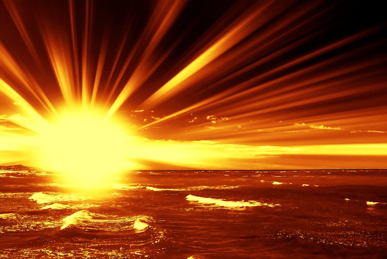 fiery dawn on the ocean sun hope