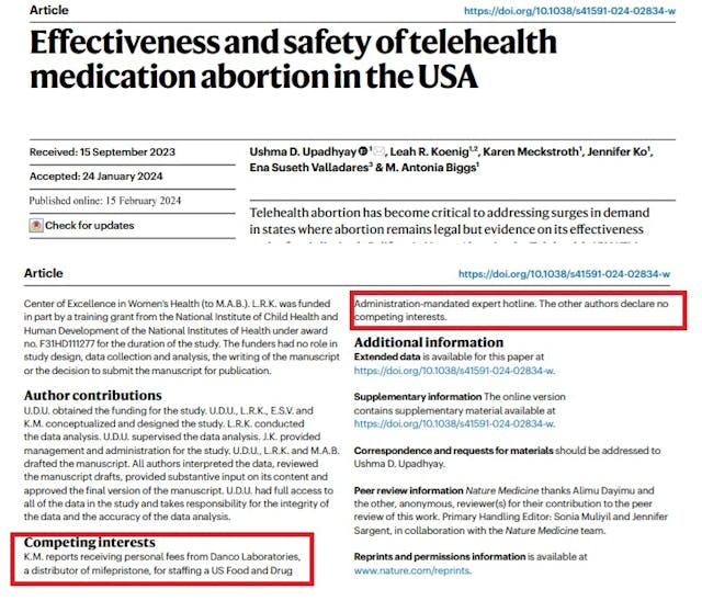 Telehealth abortion study claimed just one conflict of interest