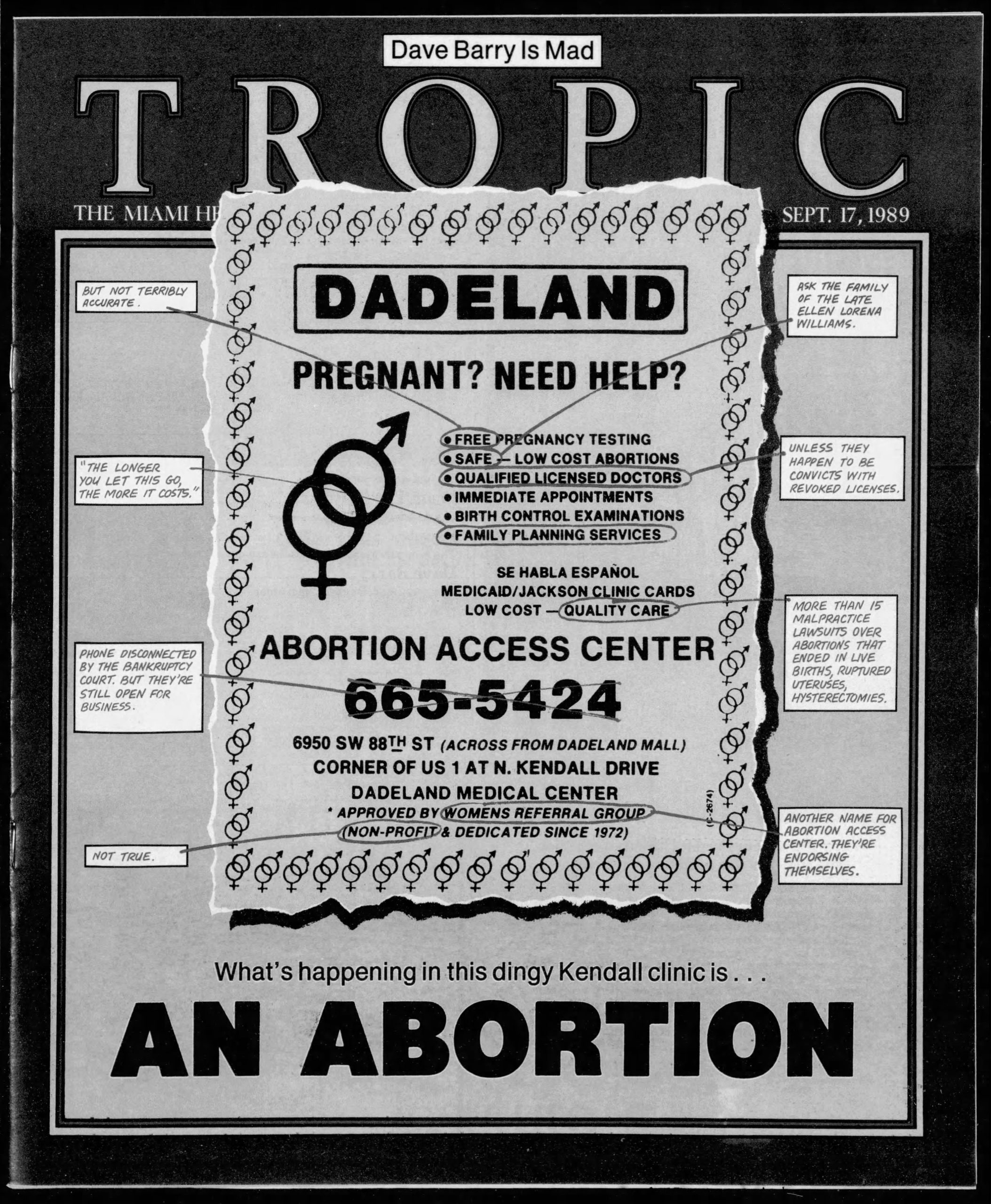 Miami Tropic Magazine abortion expose Do Not Enter cover 1989