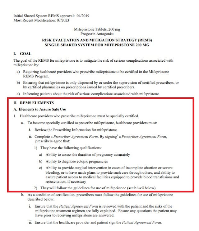 Abortion Pill Requirements under FDA REMS March 2023 Abortion Pill Requirements under FDA REMS March 2023