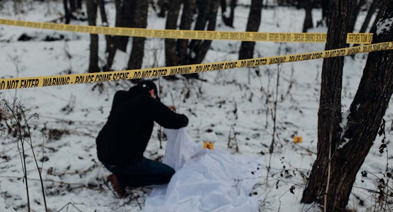 Crime scene – identifying dead person in a snow