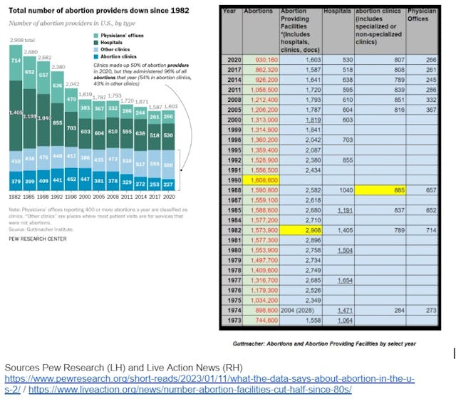 Abortion clinic and providing facility data