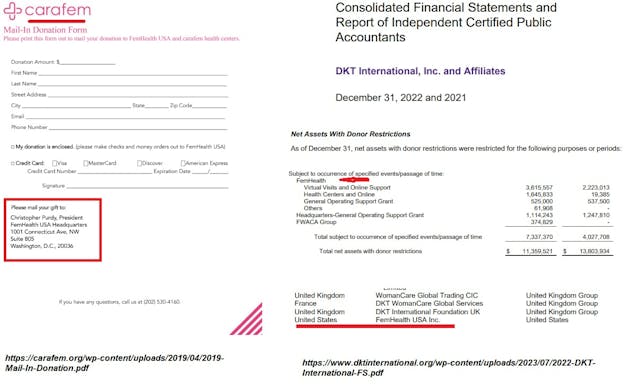 DKT International US Division (FemHealth USA) is abortion pill chain Carafem