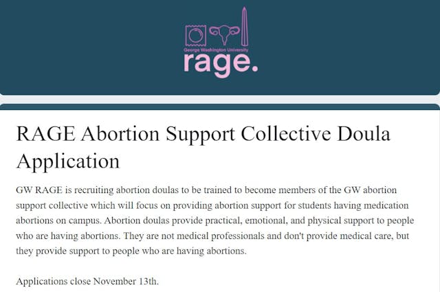 Student group GW RAGE recruits Abortion Doulas Student group GW RAGE recruits Abortion Doulas