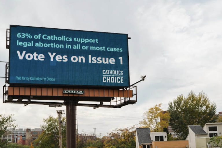 catholics for choice ohio billboard