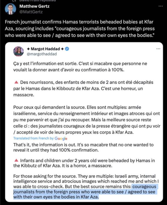 Image of tweet from French journalist