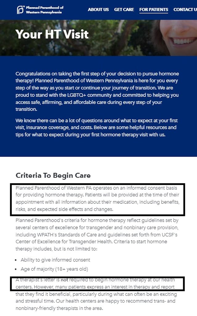 Planned Parenthood Hormone Replacement Therapy (HRT) informed consent model for transgender services Planned Parenthood Hormone Replacement Therapy (HRT) informed consent model for transgender services