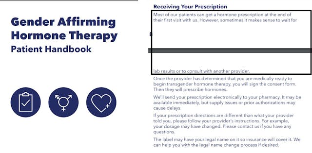 Planned Parenthood receiving Hormones for “gender affirming care” (HRT) immediately Patient Handbook Planned Parenthood receiving Hormones for "gender affirming care" (HRT) immediately Patient Handbook