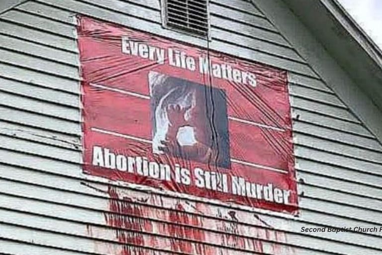 abortion, Baptist church vandalized