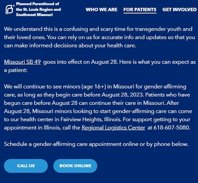 Planned Parenthood responds to Missouri transgender law SB49