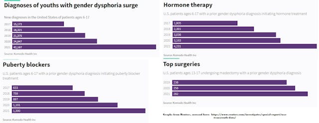 Adolescent youth: puberty blockers, hormone therapy, and top surgery GAC care (Graphs Per Reuters) Adolescent youth: puberty blockers, hormone therapy, and top surgery GAC care (Graphs Per Reuters)