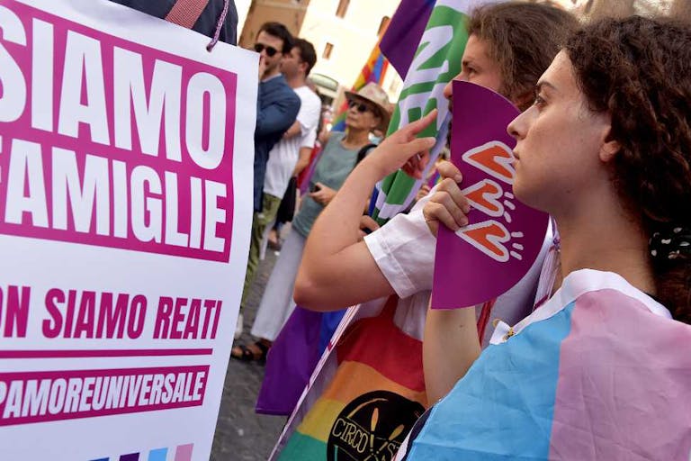 Protests Break Out In Rome As Government Limits Rights Of Same-sex Parents