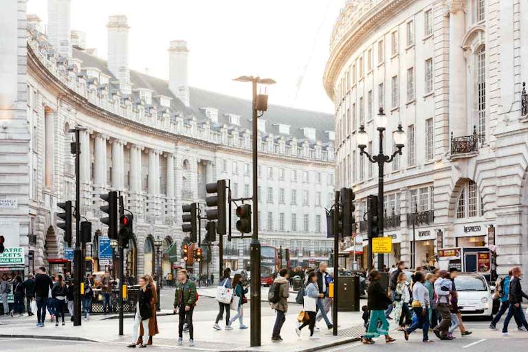 Piccadilly Circus and Regent Street in London, England, UK