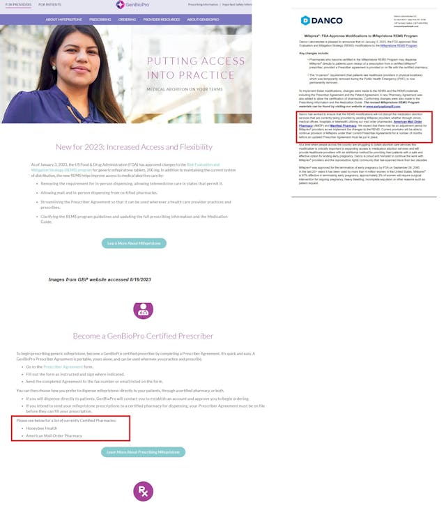 GenBioPro and Danco name AMOP, Manifest Pharmacy, and HoneyBee Health as abortion pill pharmacies GenBioPro and Danco name AMOP, Manifest Pharmacy, and HoneyBee Health as abortion pill pharmacies