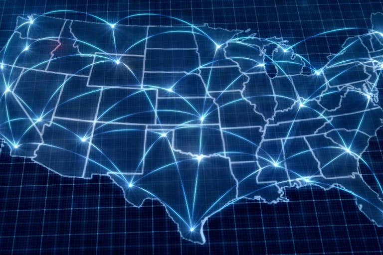 Unites States Map and Newtwork.