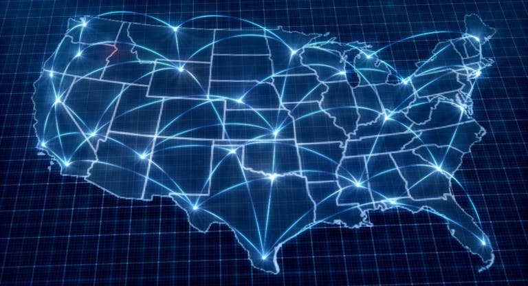 Unites States Map and Newtwork.