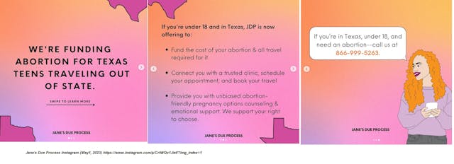 Jane's Due Process offers travel assistance to teens for abortion (Image: Instagram)