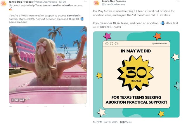 Jane’s Due Process offers travel assistance to teens for abortion (Image Twitter) Jane's Due Process offers travel assistance to teens for abortion (Image Twitter)