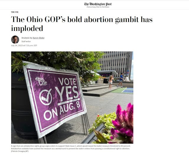 Ohio Issue 1 abortion measure (Washington Post) Ohio Issue 1 abortion measure (Washington Post)