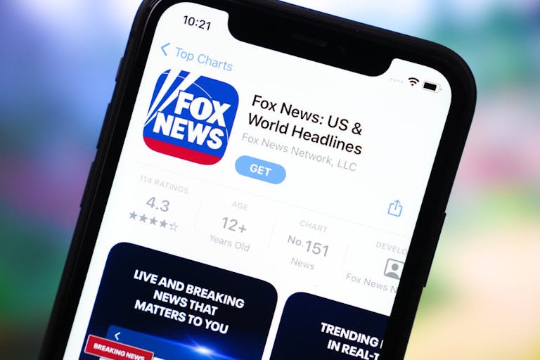 In this photo illustration, the Fox News App logo seen